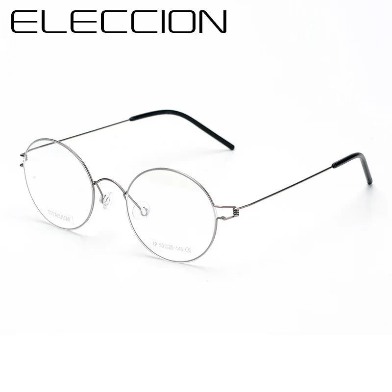 Eleccion Unisex Full Rim Round Screwless Titanium Eyeglasses 14020 Full Rim Eleccion