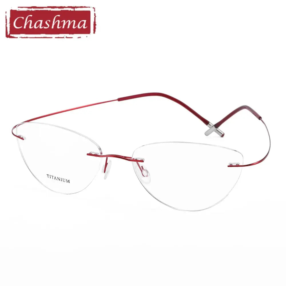 Chashma Ottica Unisex Rimless Cat Eye Titanium Eyeglasses 720003 FuzWeb