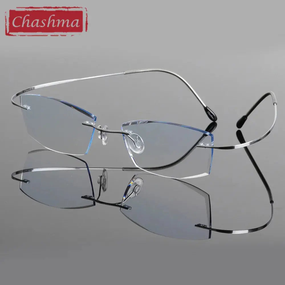 Chashma Ottica Men's Rimless Square Titanium Eyeglasses 60744.