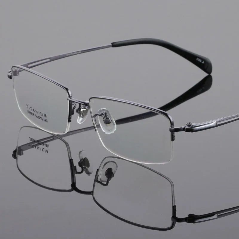 Bclear Men's Semi Rim Square Titanium Eyeglasses 89064