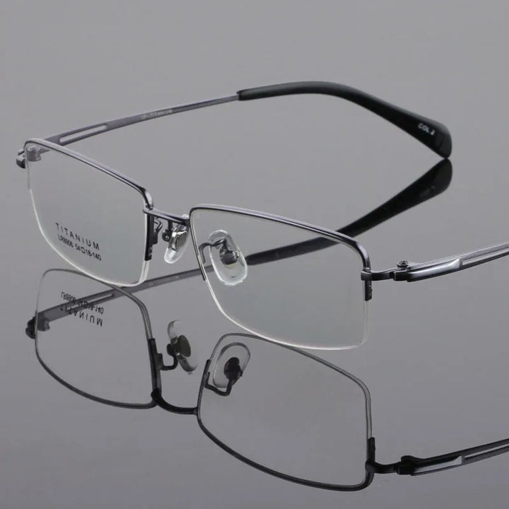 Bclear Men's Semi Rim Square Titanium Eyeglasses 89064