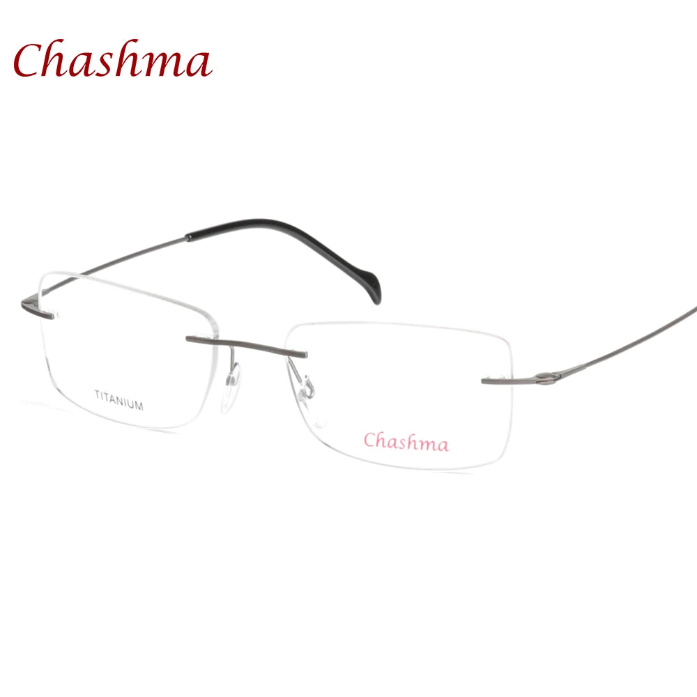 Chashma Ottica Men's Rimless Square Titanium Eyeglasses 16008