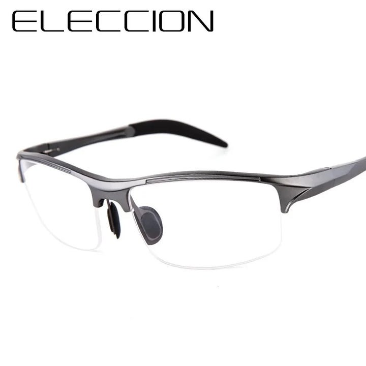 Eleccion Men's Semi Rim Square Aluminium Alloy Sport Eyeglasses 8177 Semi Rim Eleccion