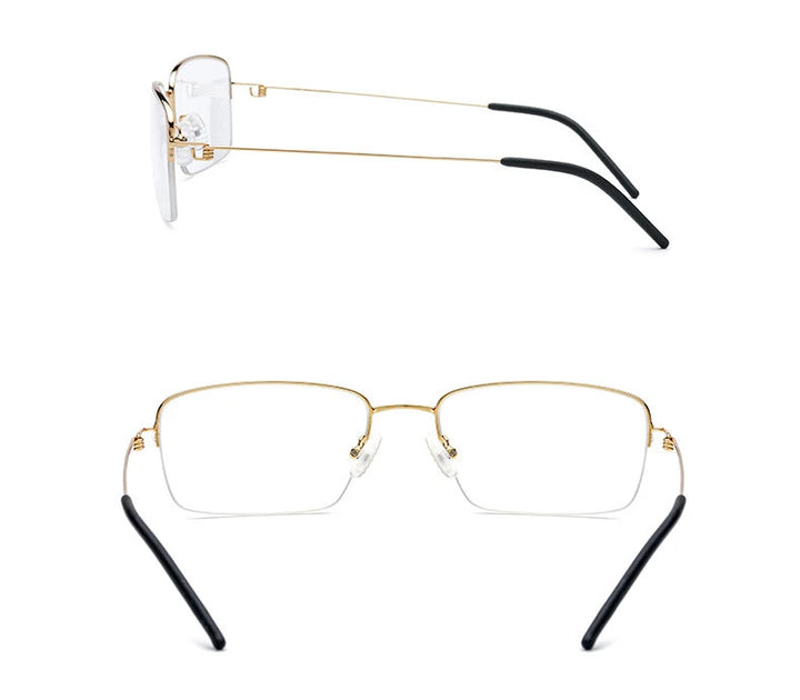 Aimee Unisex Semi Rim Square Alloy Eyeglasses 28263 Semi Rim Aimee Golden  