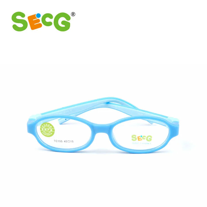 Secg Unisex Children's Full Rim Oval Silicone Tr 90 Eyeglasses 3155 Full Rim Secg Blue  