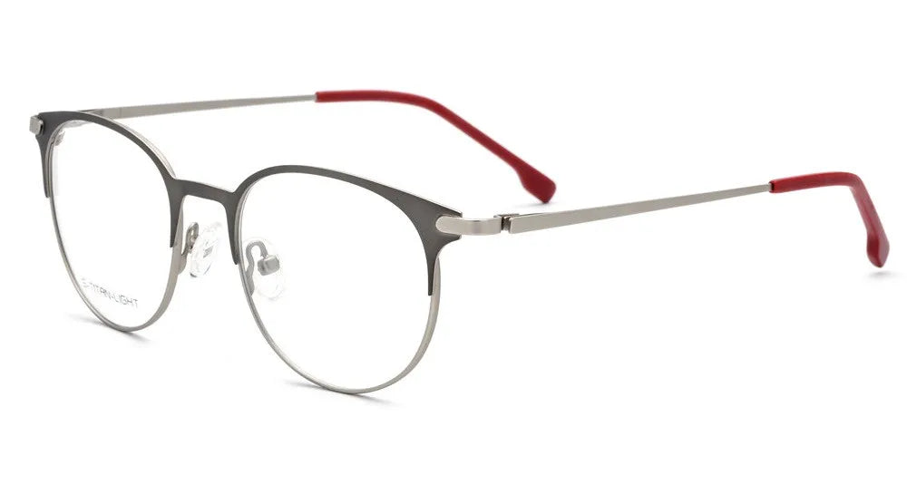 Eleccion Women's Full Rim Round Titanium Alloy Eyeglasses 13842 Full Rim Eleccion C3. Grey - Silver