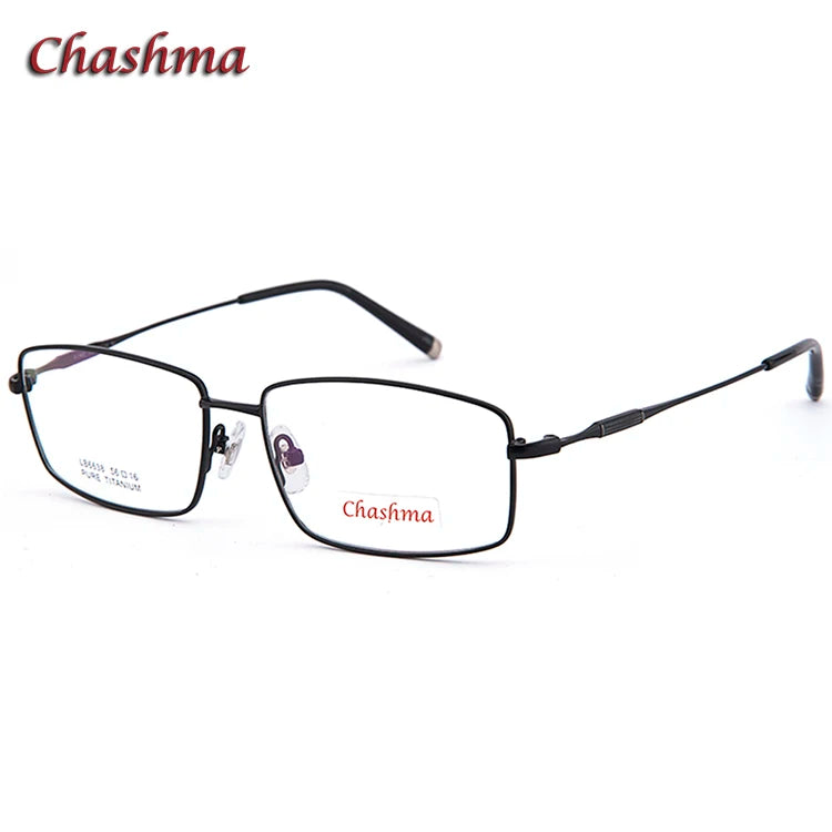 Chashma Ochki Men's Full Rim Small Square Titanium Eyeglasses 6638 Full Rim Chashma Ochki black  