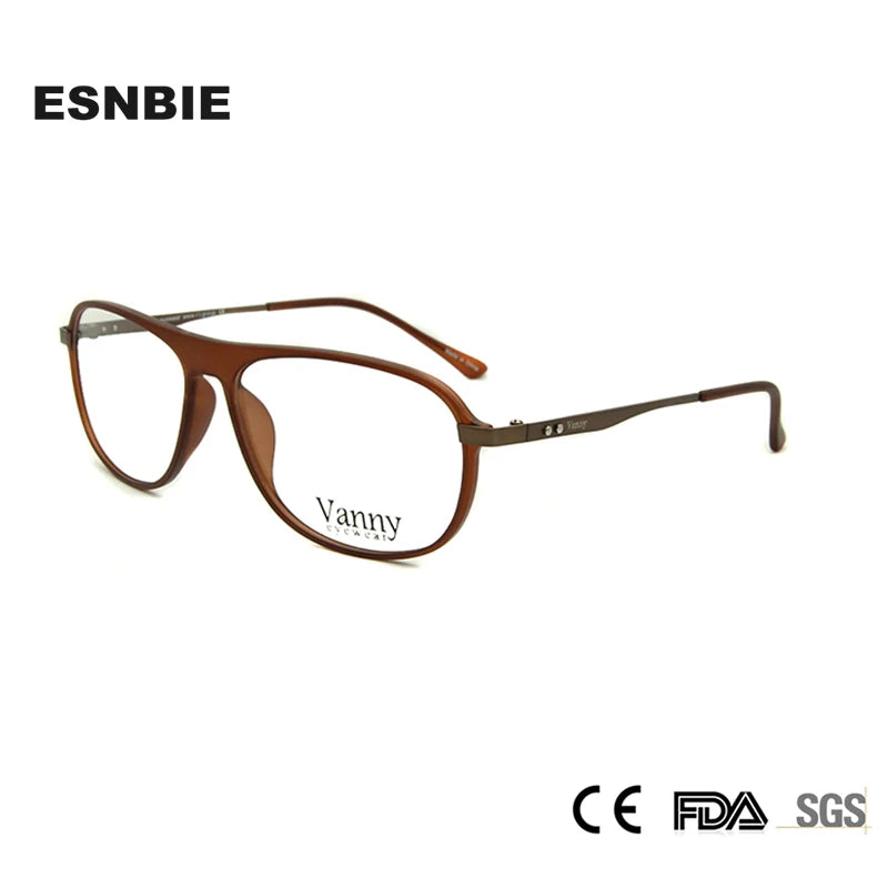 Esnbie Unisex Full Rim Oval Square Tr 90 Titanium Eyeglasses 2053 Full Rim Esnbie   