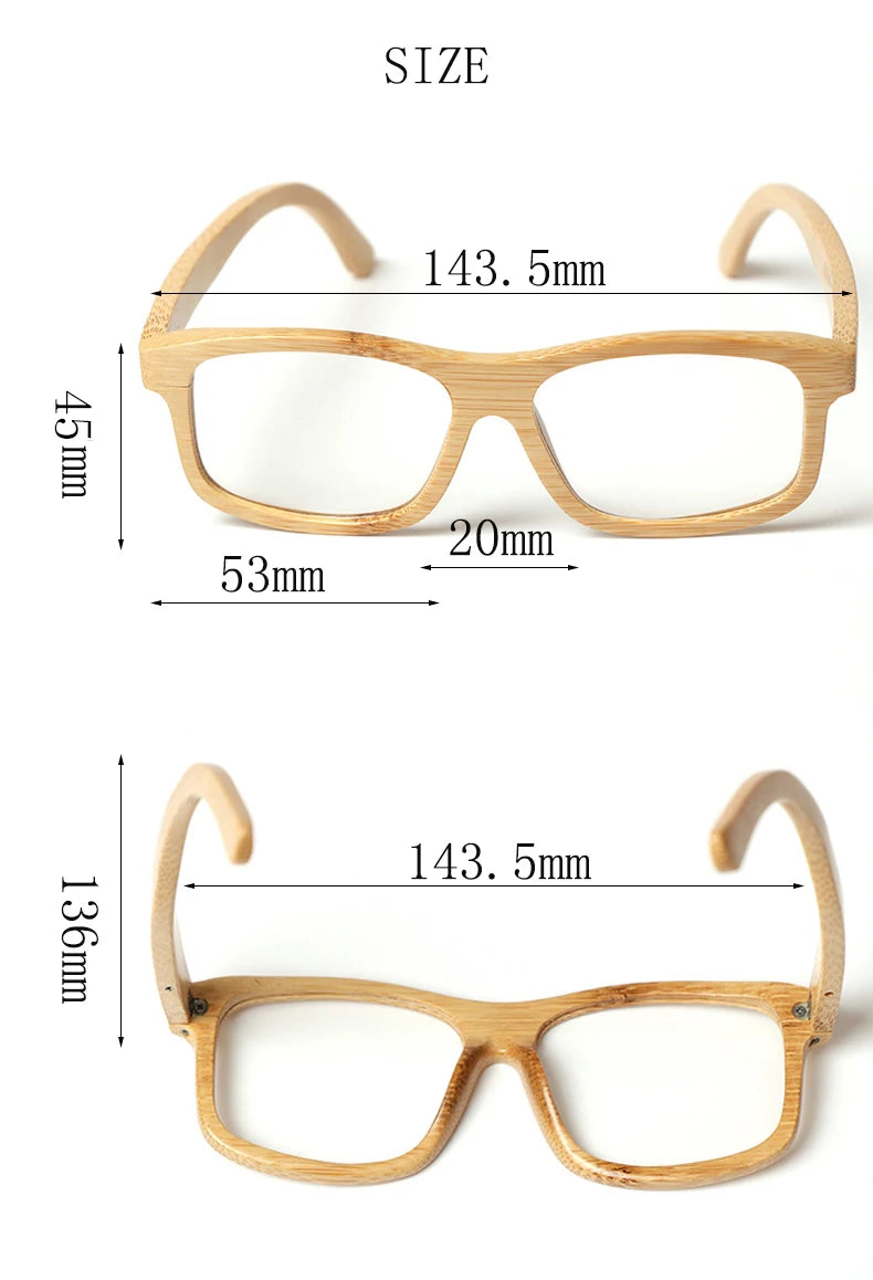 Hdcrafter Unisex Full Rim Square Bamboo Wood Eyeglasses 56191