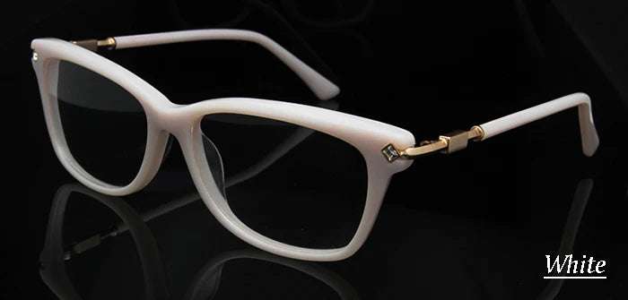 Esnbie Women's Full Rim Square Cat Eye Acetate Eyeglass 8506 Full Rim Esnbie Eye Glasses white  