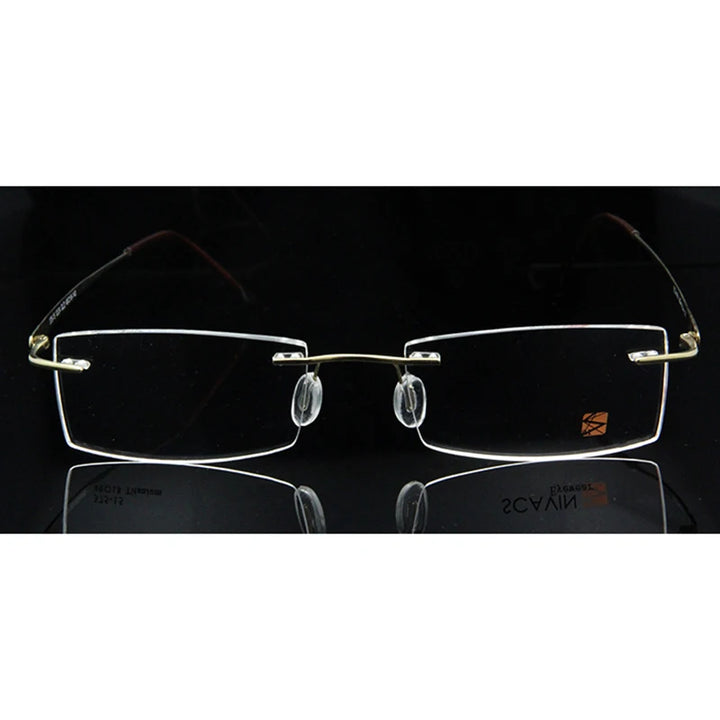 Esnbie Unisex Rimless Small Rectangle Titanium Eyeglasses 37515 Rimless Esnbie   