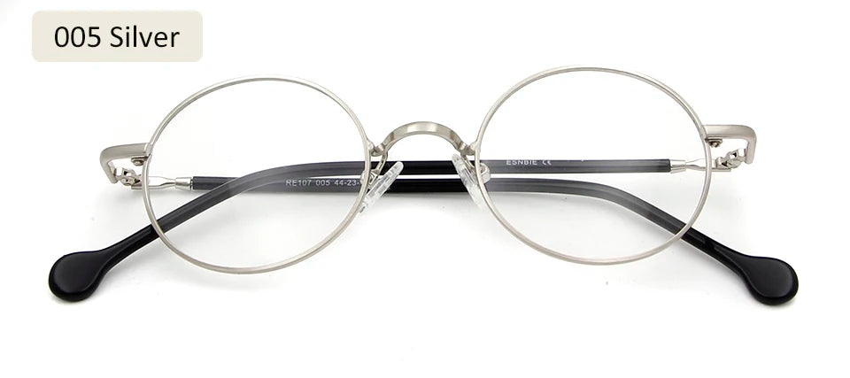 Esnbie Unisex Full Rim Oval Round Alloy Eyeglasses 5107 Full Rim Esnbie round glasses Silver  