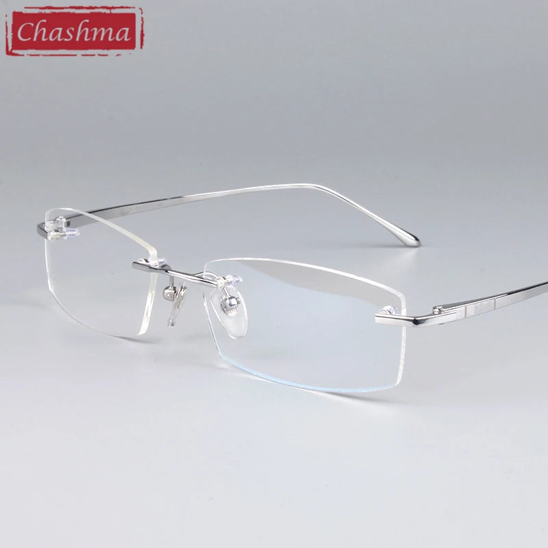 Chashma Women's Rimless Square Titanium Eyeglasses 6379 Rimless Chashma Silver  