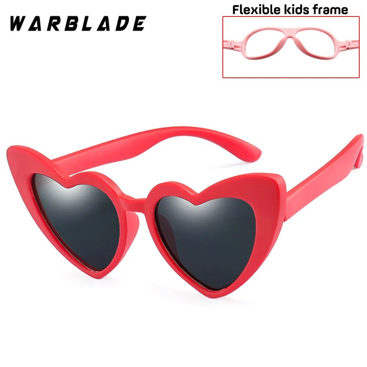 WBL Kids Polarized Sunglasses Children Heart Sun Glasses Girls Boys Silicone UV400 Child Mirror Baby Eyewear Gafas TR90 Sunglasses Warblade red gray R04  