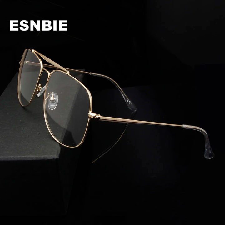 Esnbie Unisex Full Rim Square Double Bridge Alloy Eyegasses 6389 Full Rim Esnbie   