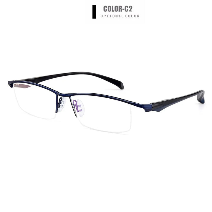 Gmei Men's Semi Rim Square Brow Line Tr 90 Alloy Eyeglasses 68011
