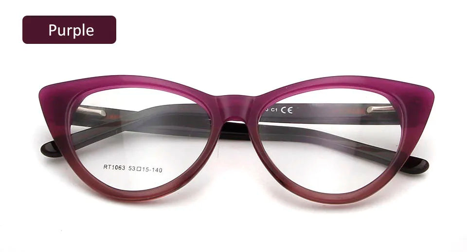 Esnbie Women's Full Rim Cat Eye Acetate Eyeglasses 1063 Full Rim Esnbie eyewear purple  