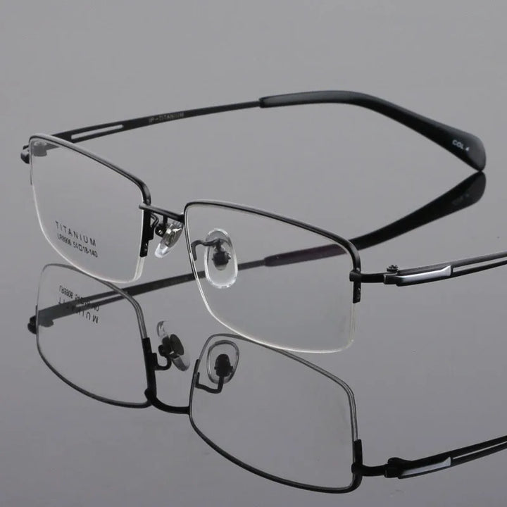 Bclear Men's Semi Rim Square Titanium Eyeglasses 89064