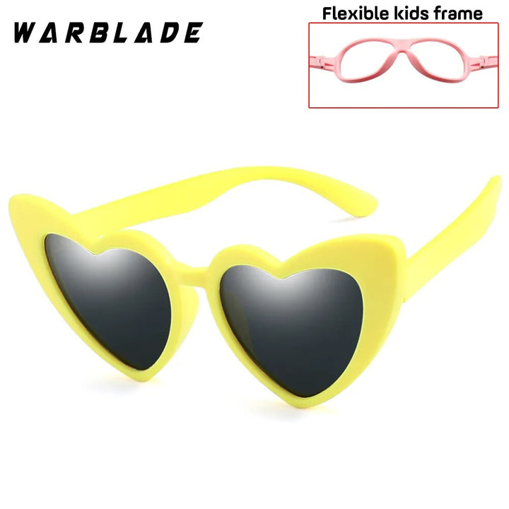 WBL Kids Polarized Sunglasses Children Heart Sun Glasses Girls Boys Silicone UV400 Child Mirror Baby Eyewear Gafas TR90 Sunglasses Warblade yellow gray R04  