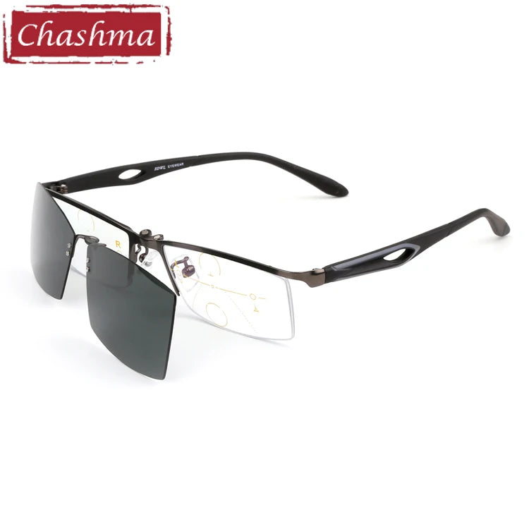 Chashma Ottica Women's Semi Rim Square Alloy Eyeglasses Clip On Sunglasses 4932