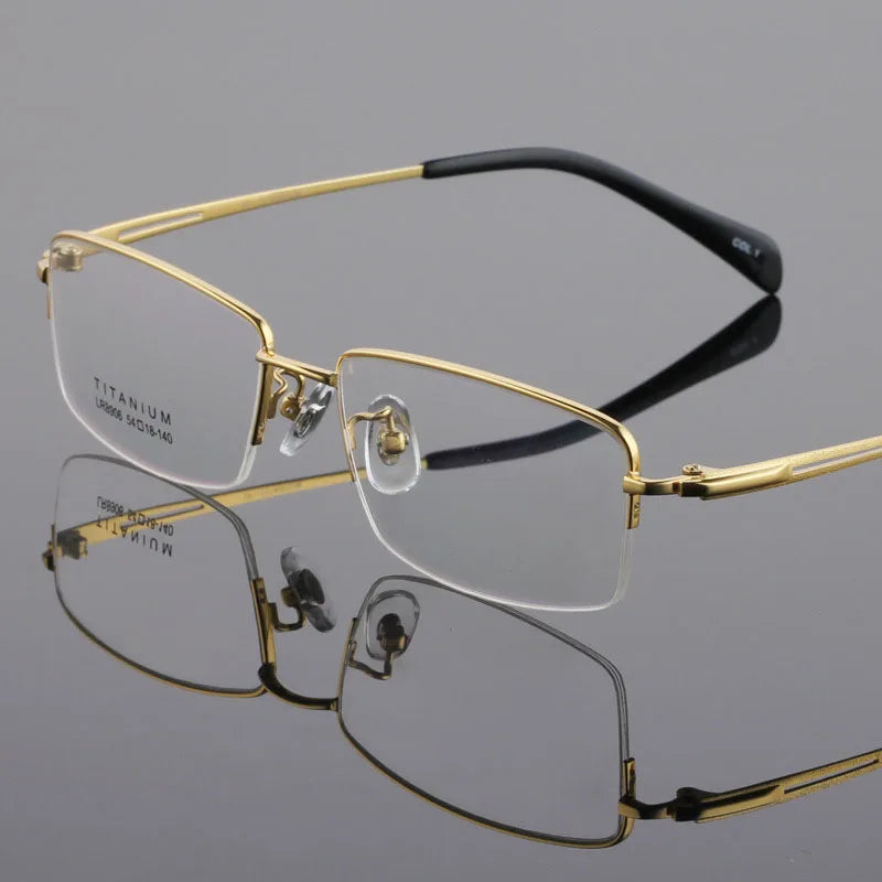 Bclear Men's Semi Rim Square Titanium Eyeglasses 89064