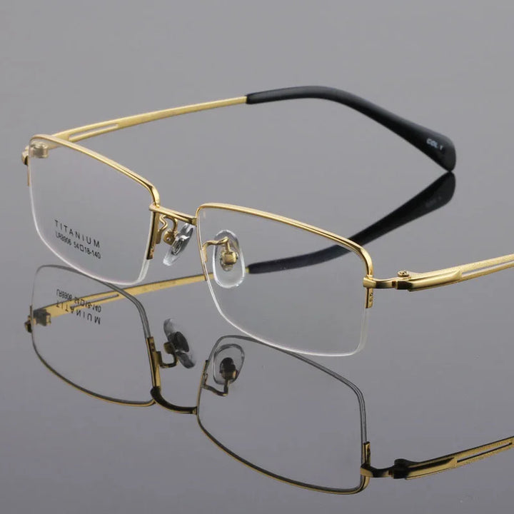 Bclear Men's Semi Rim Square Titanium Eyeglasses 89064