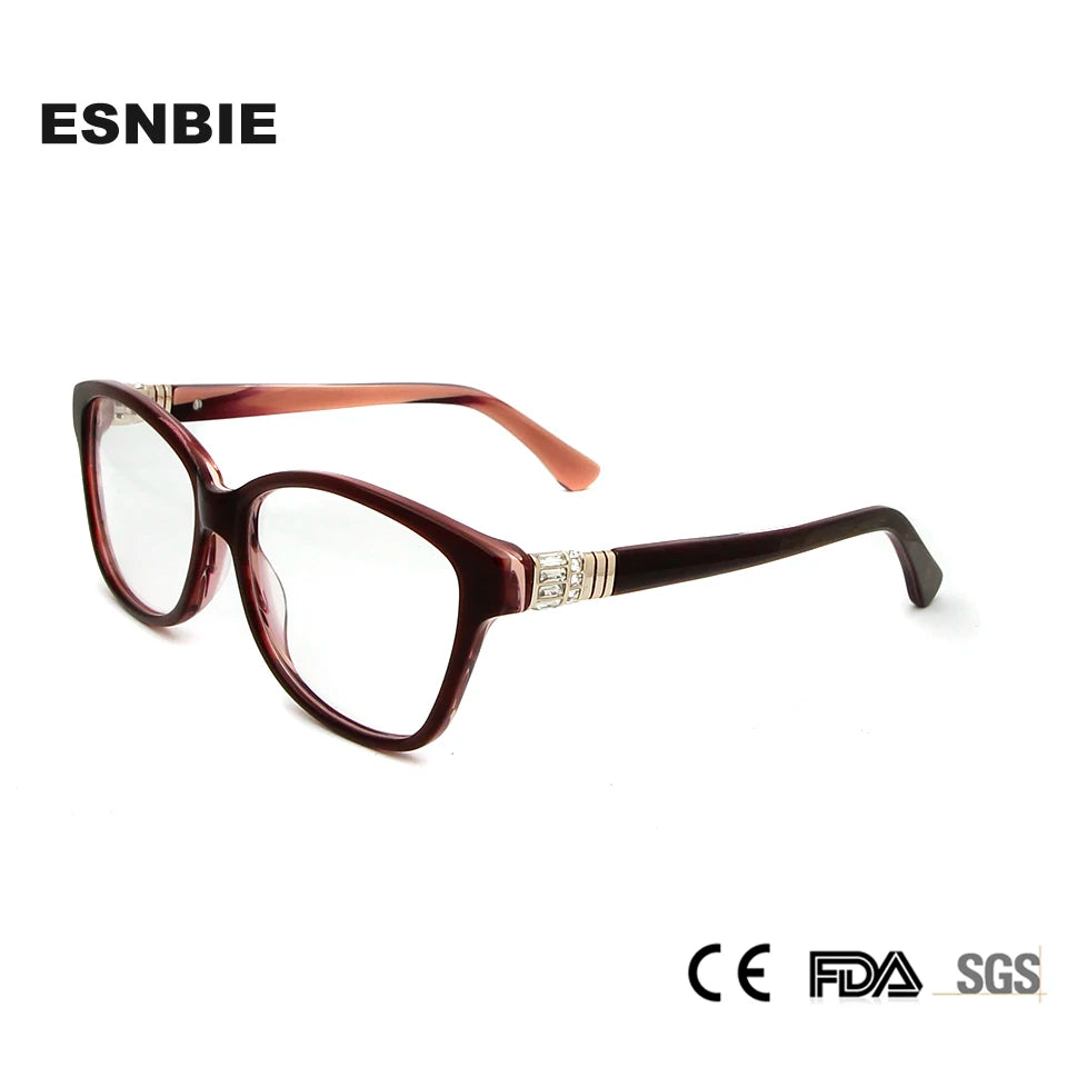 Esnbie Women's Full Rim Square Acetate Eyeglasses 31003 Full Rim Esnbie   