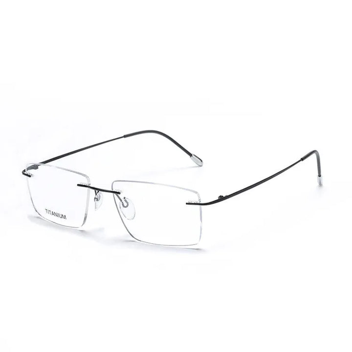 Cubojue Unisex Rimless Square Titanium Reading Glasses 71409 Reading Glasses Cubojue +300 black