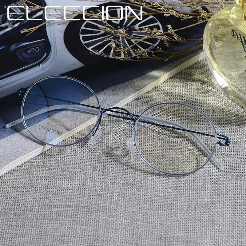 Eleccion Unisex Full Rim Round Screwless Titanium Eyeglasses 14020 Full Rim Eleccion