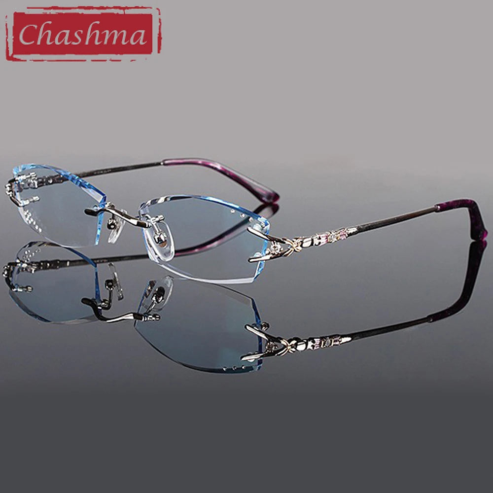 Chashma Ochki Women's Rimless Oval Square Titanium Eyeglasses 961006