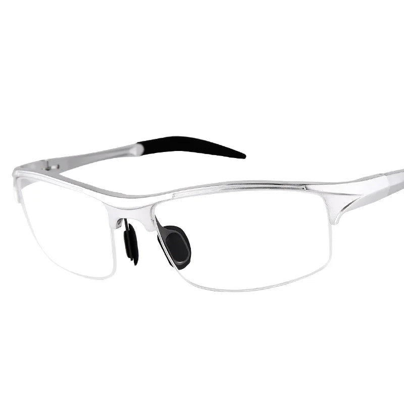 Eleccion Men's Semi Rim Square Aluminium Alloy Sport Eyeglasses 8177 Semi Rim Eleccion C4. Silver Frame