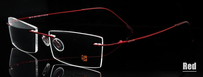 Esnbie Unisex Rimless Square Titanium Eyeglasses 36615 Rimless Esnbie Titanium glass Red  