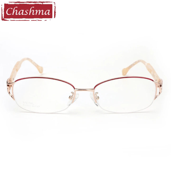 Chashma Ochki Women's Semi Rim Oval Titanium Eyeglasses 42392 Semi Rim Chashma Ochki   