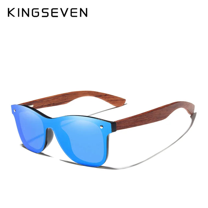 Kingseven Unisex Rimless Square Wood Polarized Sunglasses Nb5504