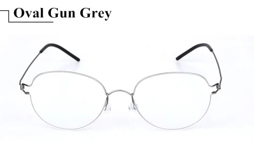 Aimee Unisex Full Rim Round Screwless Titanium Eyeglasses 504520 Full Rim Aimee Oval Gun grey  