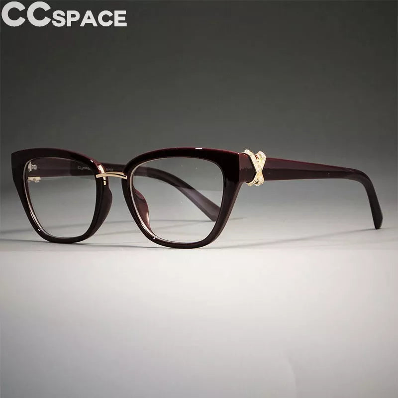 CCSpace Women's Full Rim Square Cat Eye Plastic Reading Glasses R45605 Reading Glasses CCspace C3 wine red +25 