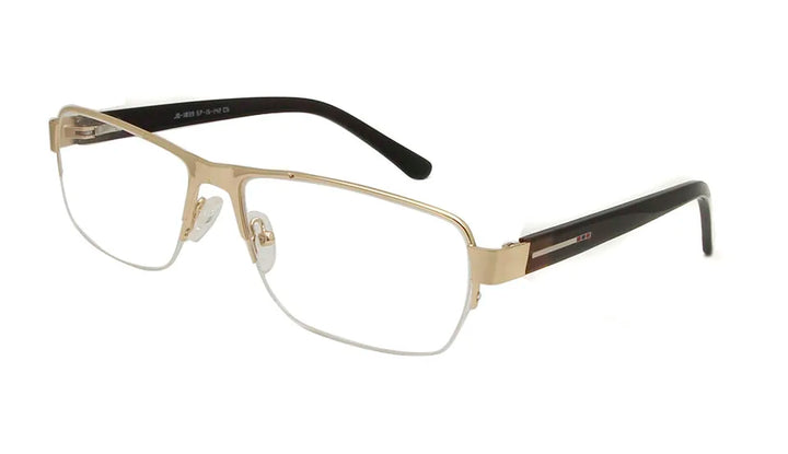 Esnbie Unisex Semi Rim Rectangle Alloy Eyeglasses 9170 Semi Rim Esnbie men glasses gold  