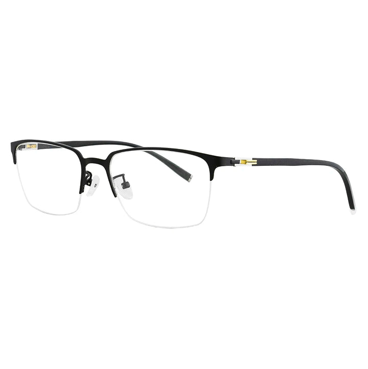 Bolluzzy Unisex Semi Rim Rectangle Acetate Tr 90 Eyeglasses  60032 Semi Rim Bolluzzy black  