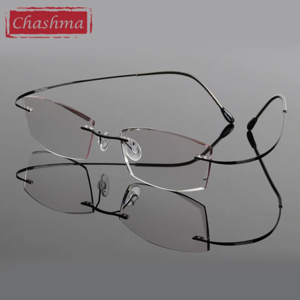 Chashma Ottica Men's Rimless Square Titanium Eyeglasses 60744