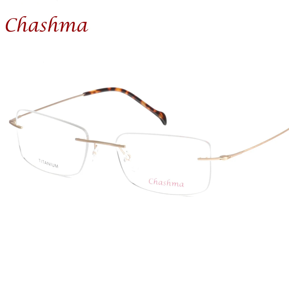 Chashma Ottica Men's Rimless Square Titanium Eyeglasses 16008