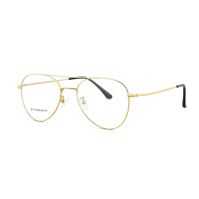 Bolluzzy Women's Full Rim Oval Double Bridge Titanium Eyeglasses 7052 Full Rim Bolluzzy Gold  