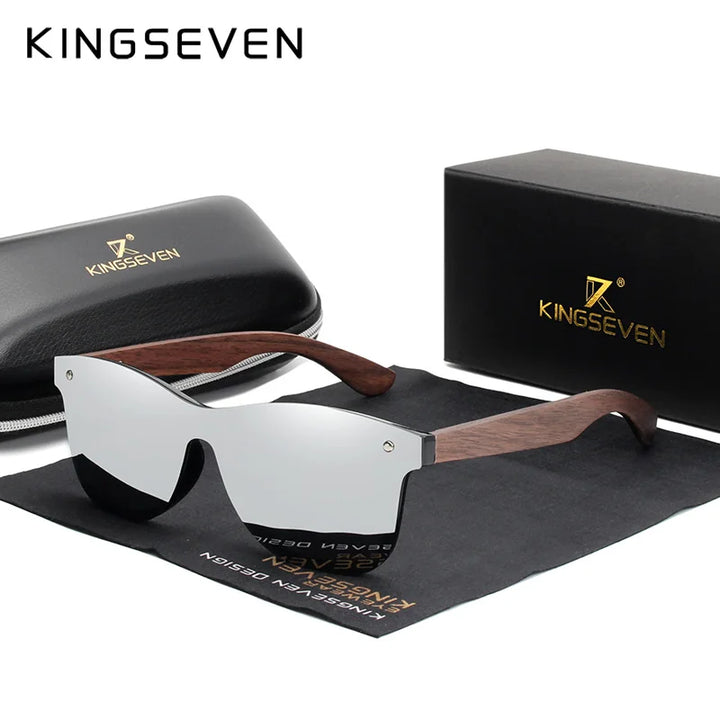 Kingsven Women's Full Rim Square Walnut Wood Sunglasses Nw5504