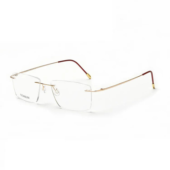 Cubojue Unisex Rimless Square Titanium Reading Glasses 71409 Reading Glasses Cubojue +275 shiny gold