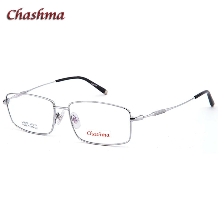 Chashma Ochki Men's Full Rim Small Square Titanium Eyeglasses 6638 Full Rim Chashma Ochki Silver  