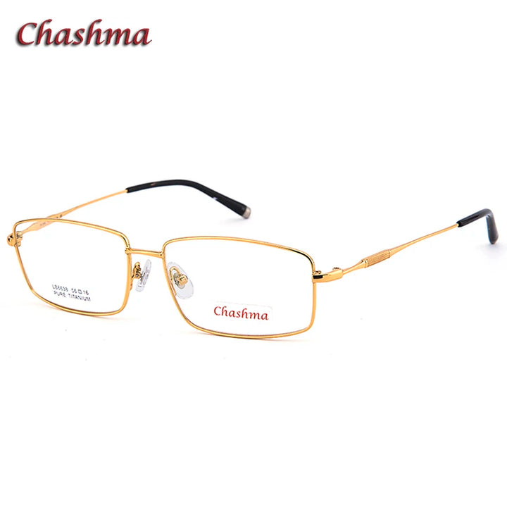 Chashma Ochki Men's Full Rim Small Square Titanium Eyeglasses 6638 Full Rim Chashma Ochki Gold  