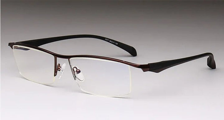 Brightzone Men's Anti Blue Light Semi Rim Eyeglasses Titanium Acetate Semi Rim Brightzone Brown  