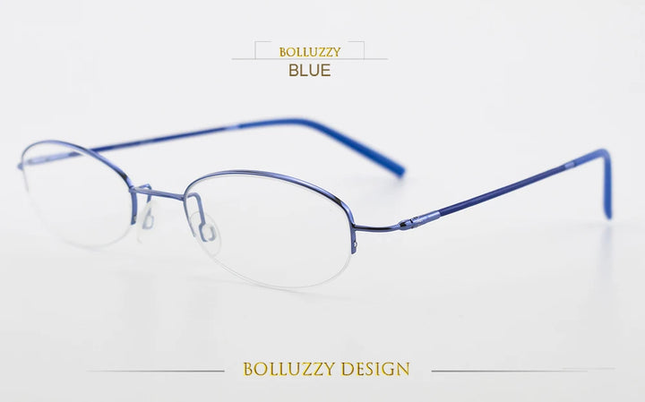 Bolluzzy Youth's Unisex Rimless Oval Alloy Eyeglasses 7122 Rimless Bolluzzy Blue  