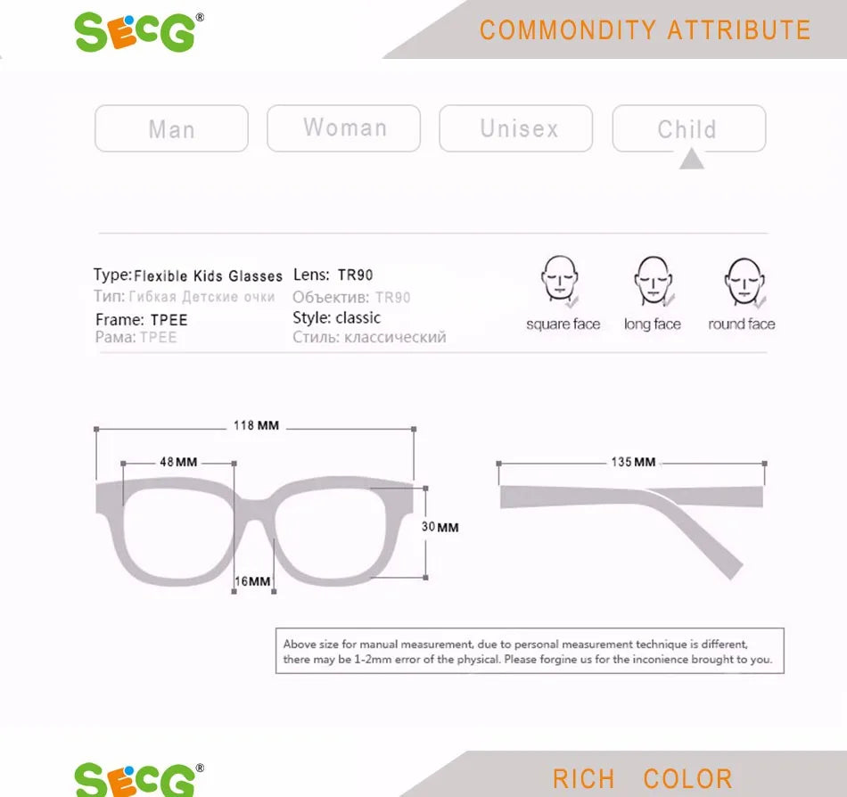 Secg Unisex Children's Full Rim Oval Tr 90 Titanium Eyeglasses 3248 Full Rim Secg   