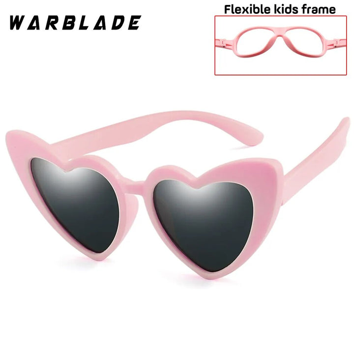 WBL Kids Polarized Sunglasses Children Heart Sun Glasses Girls Boys Silicone UV400 Child Mirror Baby Eyewear Gafas TR90 Sunglasses Warblade pink gray R04  
