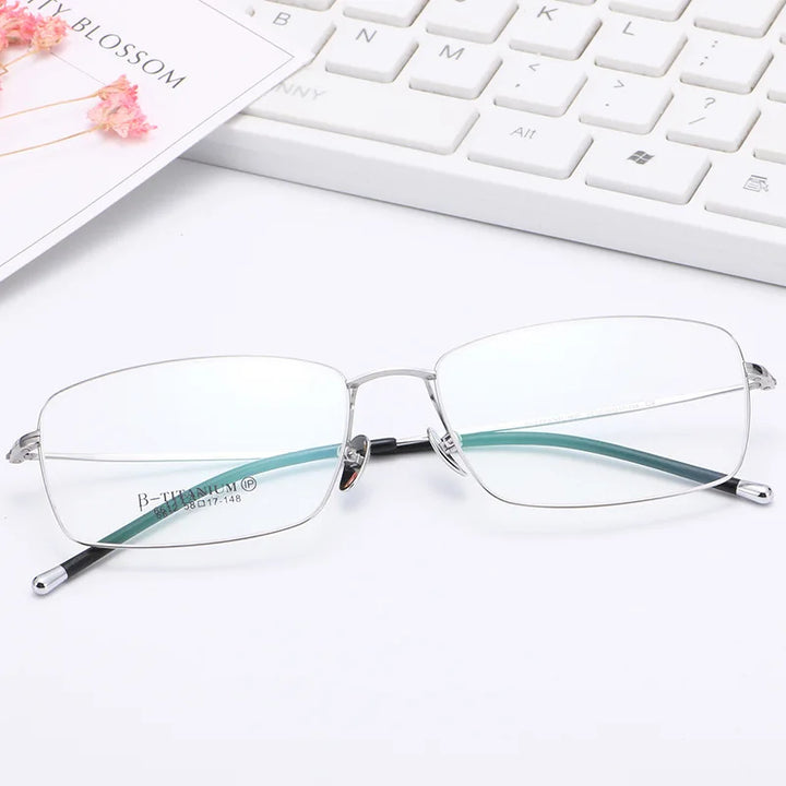 Eleccion Unisex Rimless Square Oval Titanium Eyeglasses 6612 Rimless Eleccion C4. Silver